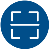 Scanner icon on blue circle background